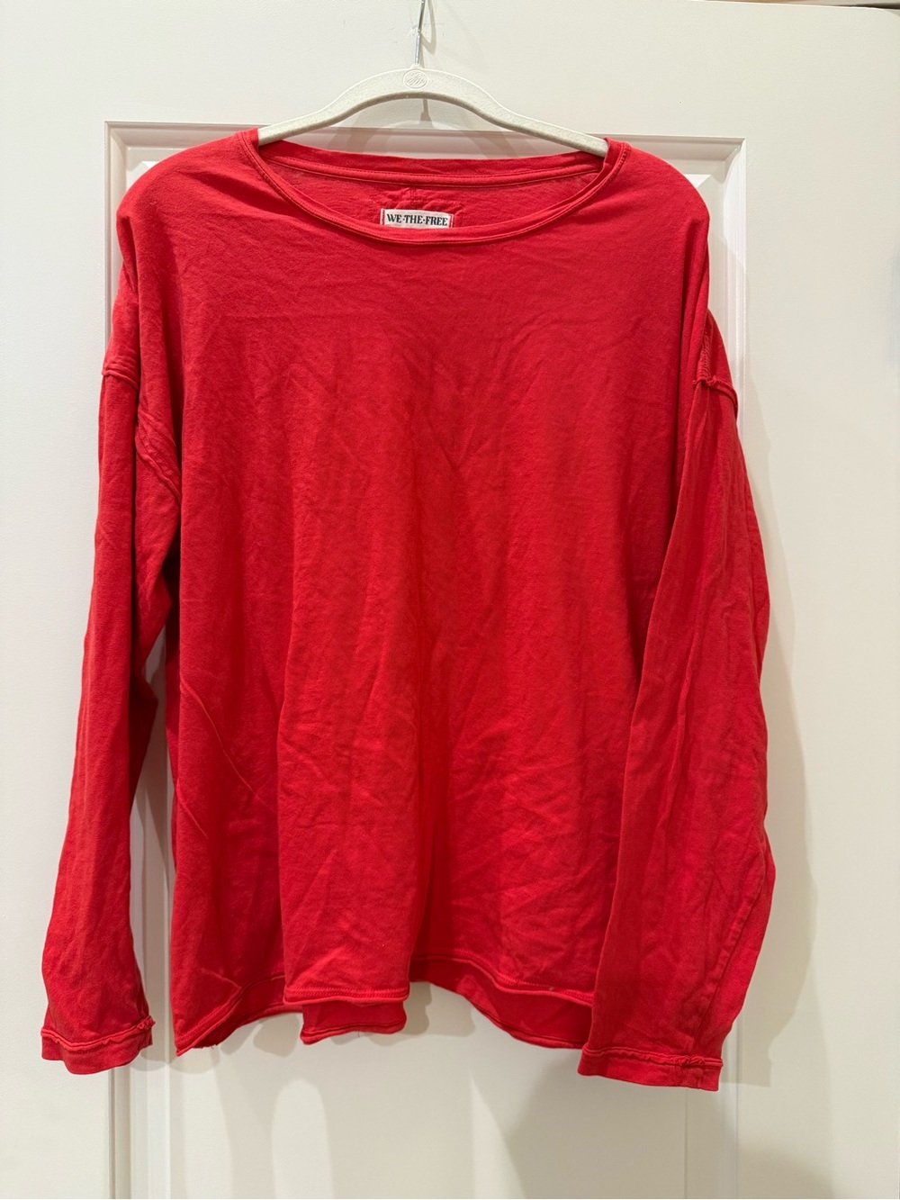 We The Free Bright Red Crewneck Long Sleeve